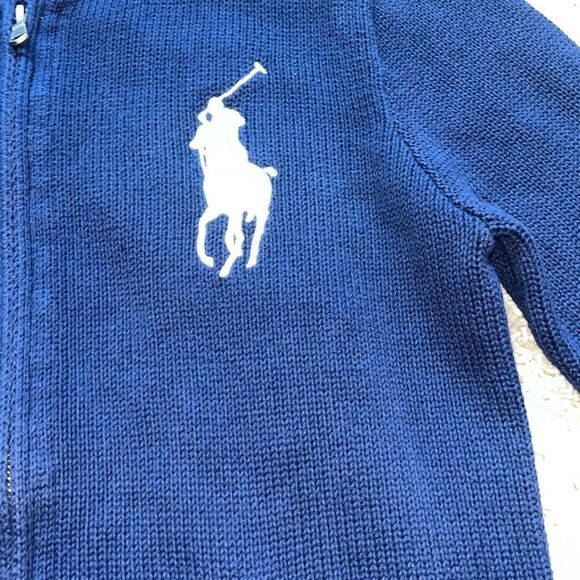 Ralph Lauren Polo BIG PONY Full Zip Sweater Jacket  NAVY/WHITE Boys XL - Picture 2 of 16
